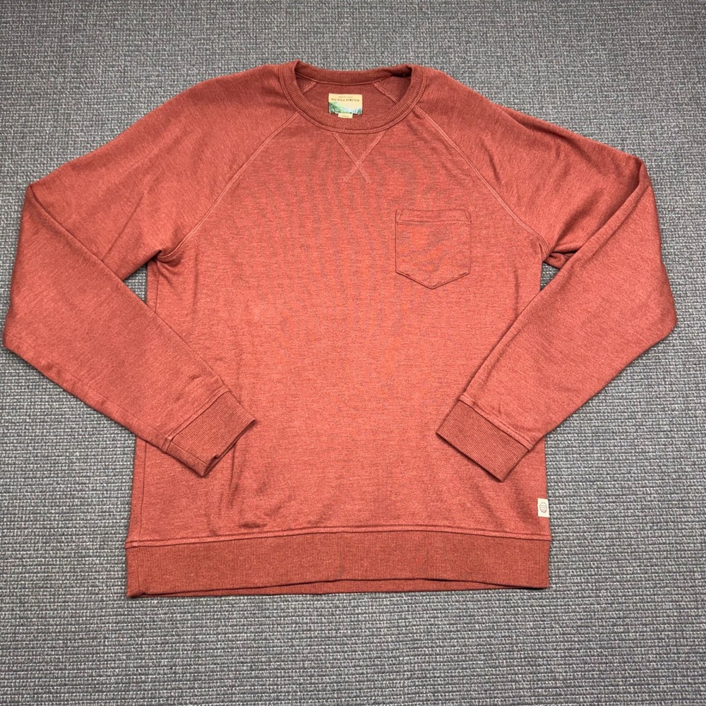 Marine Layer Pacifica Stretch Sweatshirt Mens Small Rust Orange Pocket Crewneck